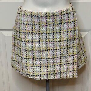 Avec Les Filles White Pink Green Tweed Skort NWT $89, Size 12